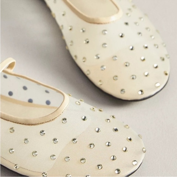 New Jeffrey Campbell Swan Lake Gem Mesh Flats Rhinestone Ballet Yellow - Picture 13 of 15